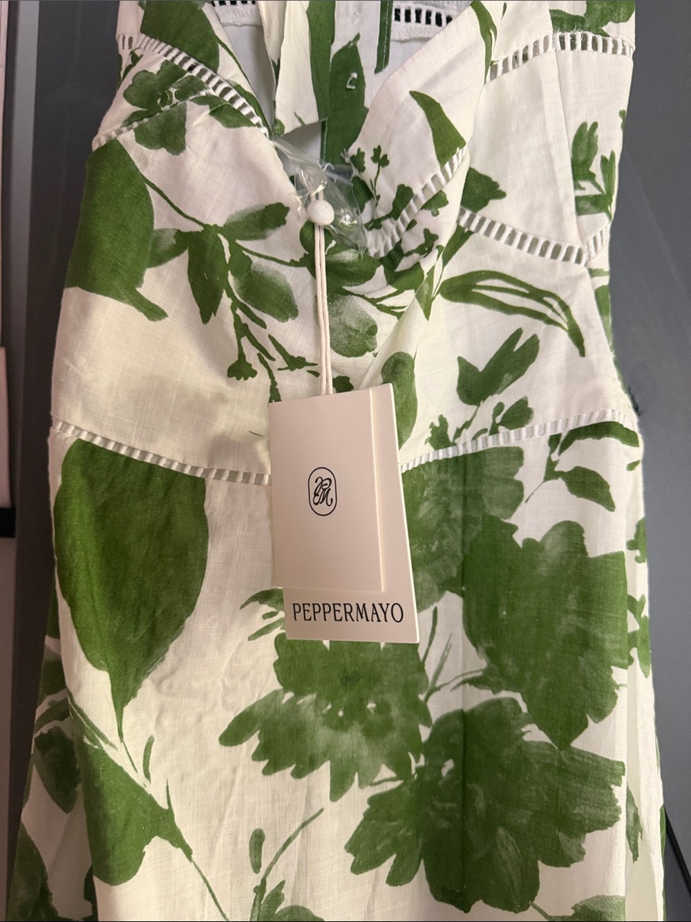 Peppermayo Green Floral Halter Maxi Dress - White & Green - Picture 12 of 13